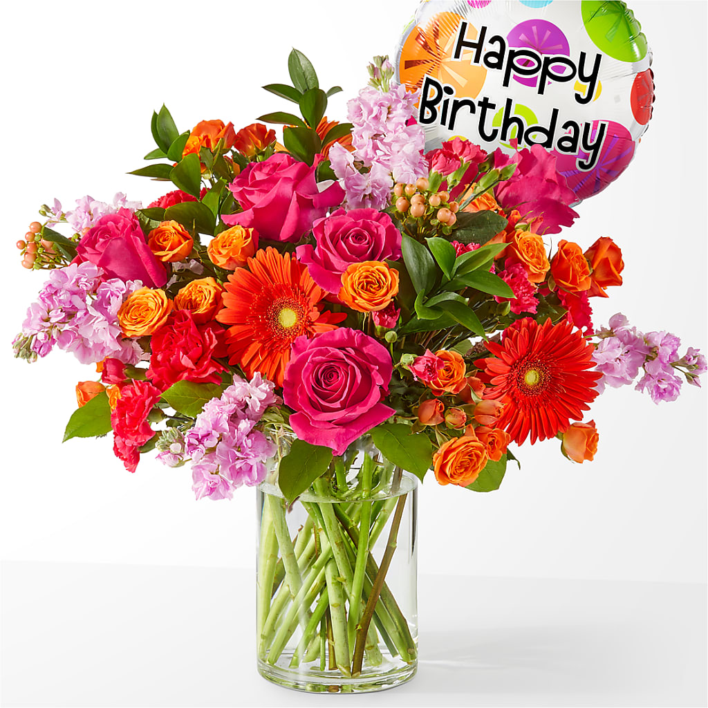 Fiesta Bouquet with Birthday Balloon – B Floral, Coalville UT