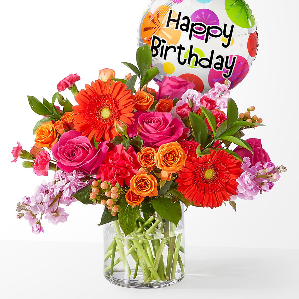 Fiesta Bouquet with Birthday Balloon – B Floral, Coalville UT