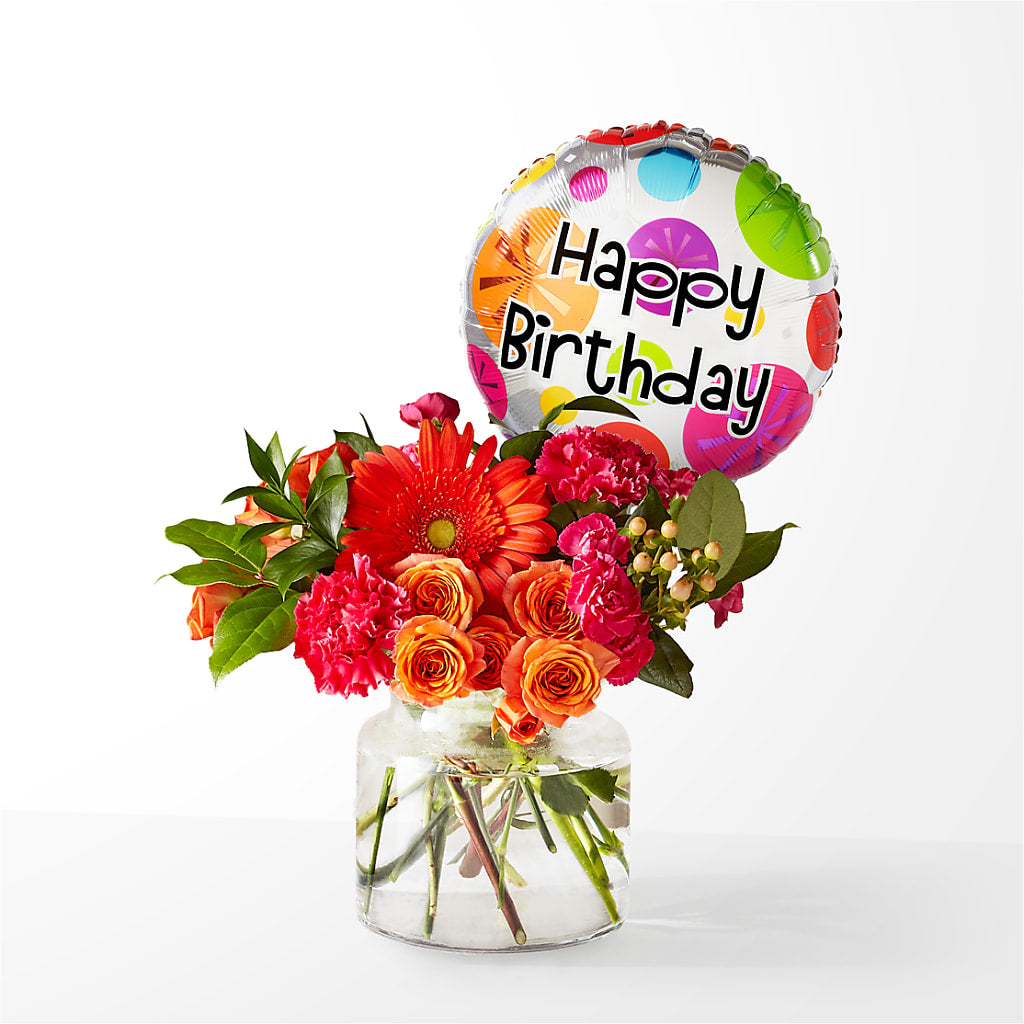 Fiesta Bouquet with Birthday Balloon – B Floral, Coalville UT