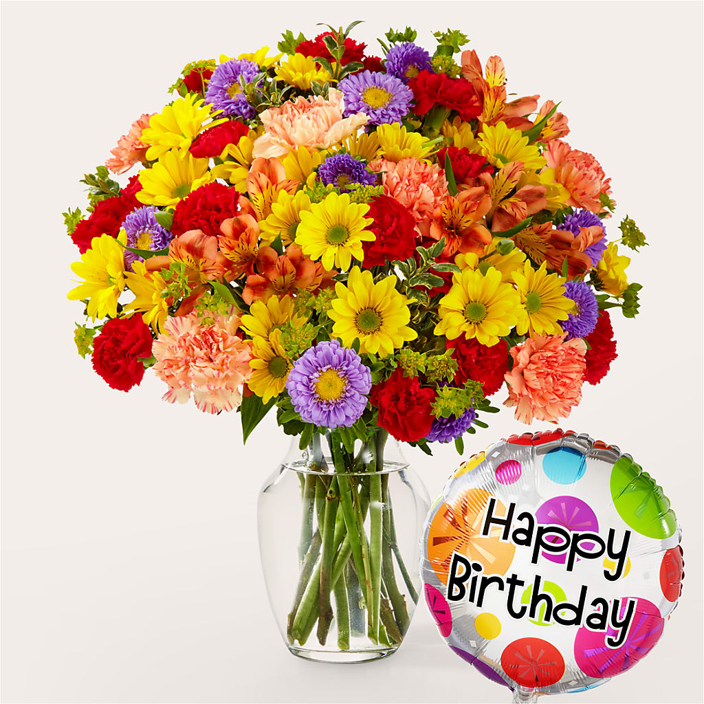Kaleidoscope Bouquet with Birthday Balloon – B Floral, Coalville UT