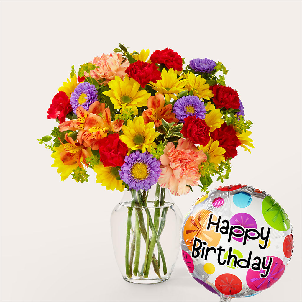 Kaleidoscope Bouquet with Birthday Balloon – B Floral, Coalville UT