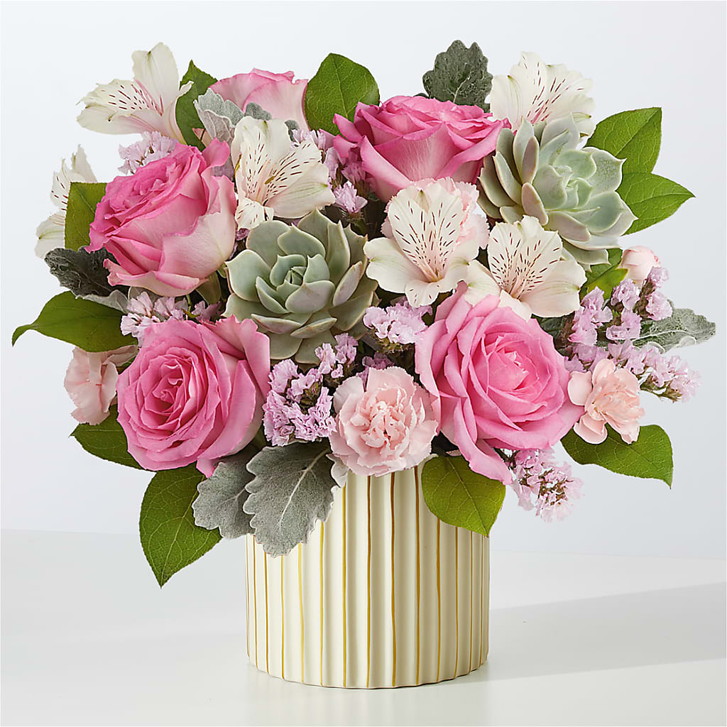 Dusty Rose Bouquet with Ivory Vase – B Floral, Coalville UT