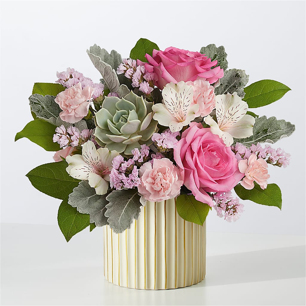 Dusty Rose Bouquet with Ivory Vase – B Floral, Coalville UT