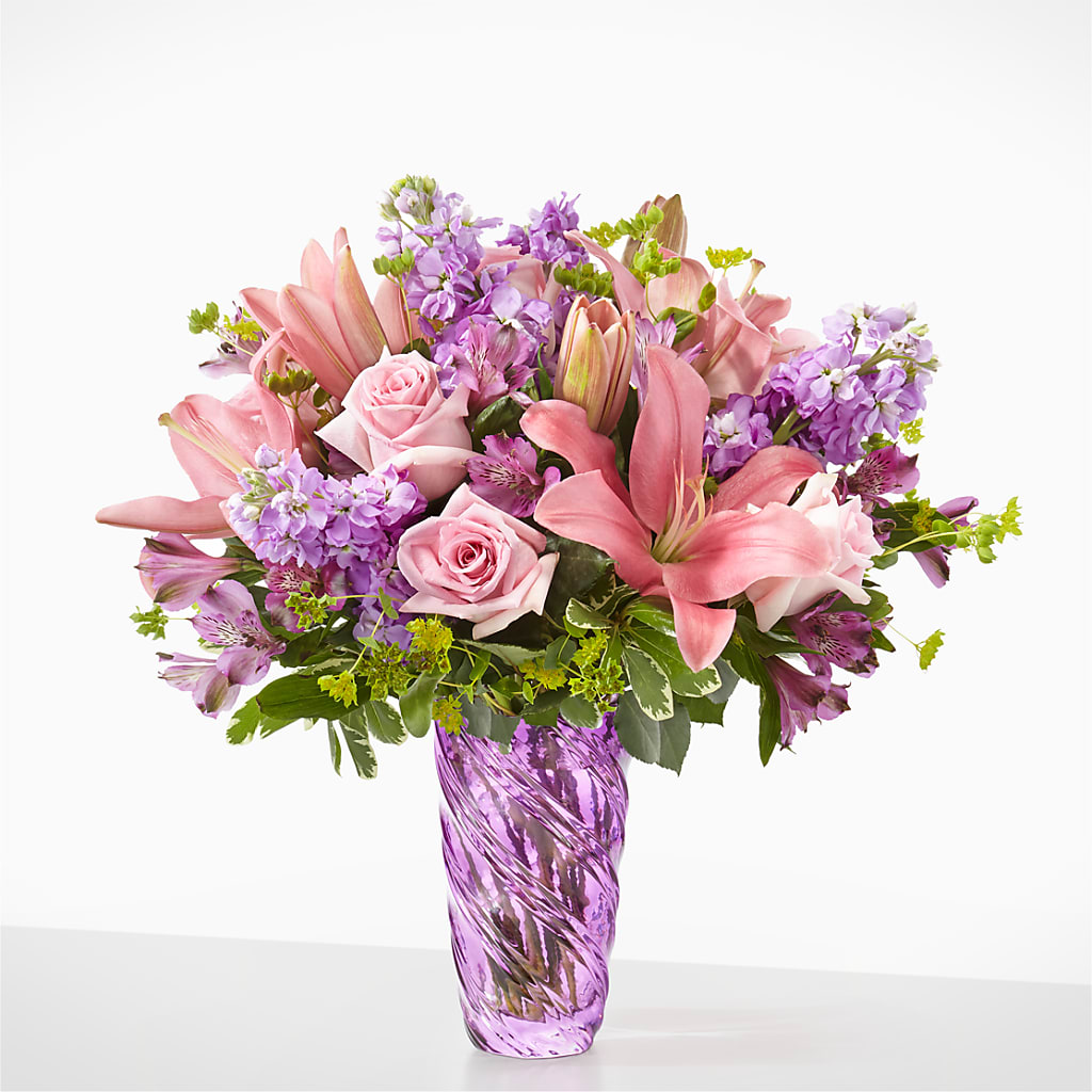 Precious Petals Bouquet with Luxe Swirl Vase – B Floral, Coalville UT