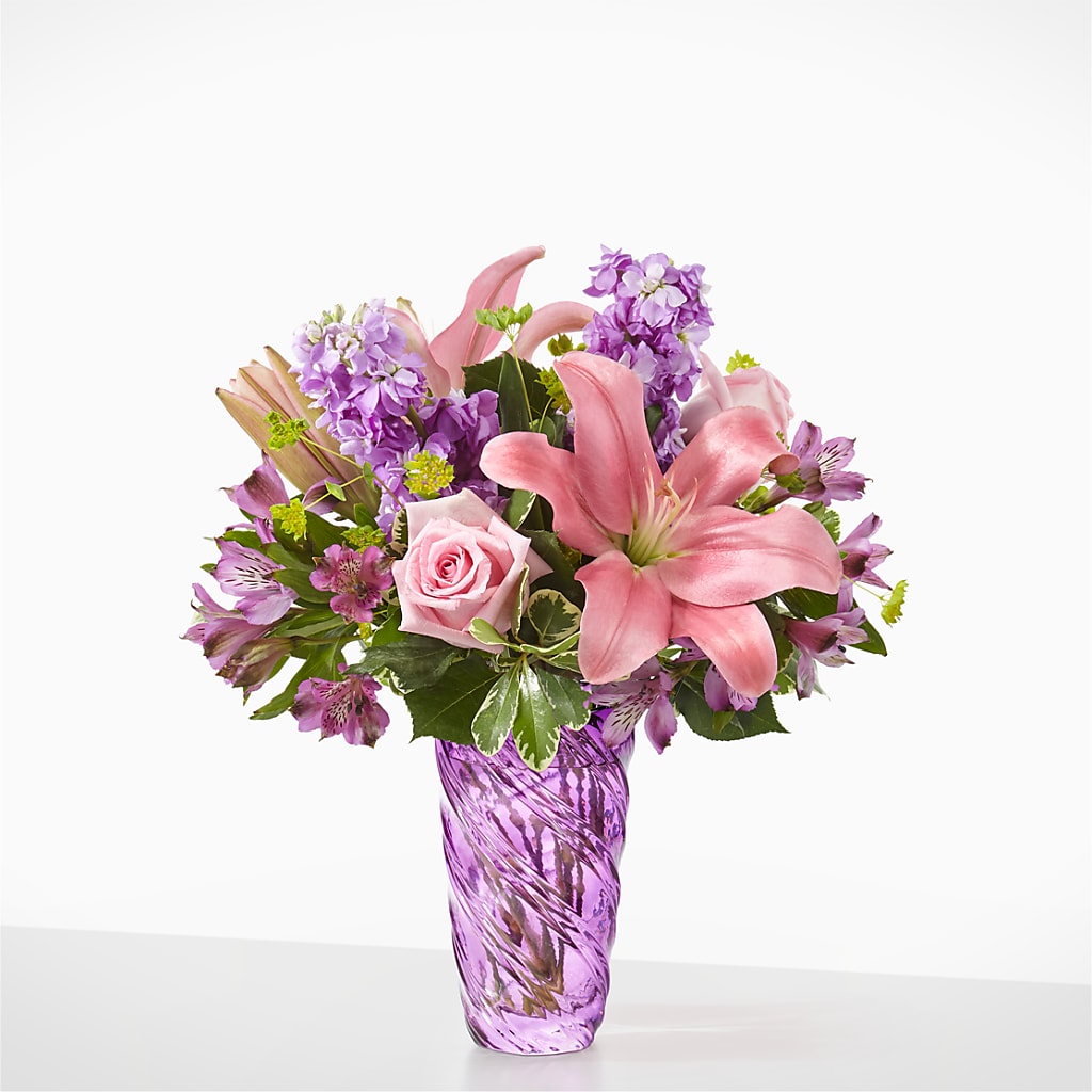 Precious Petals Bouquet with Luxe Swirl Vase – B Floral, Coalville UT