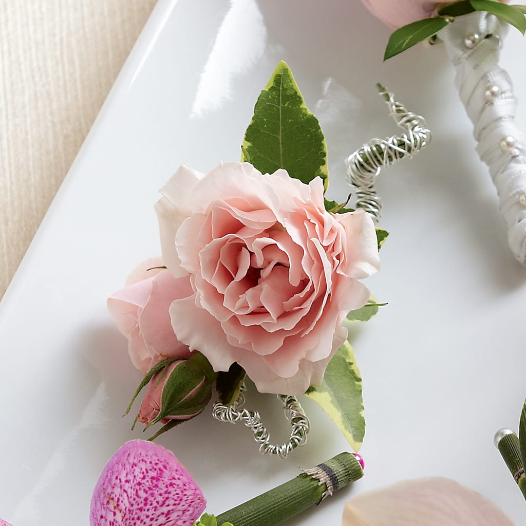 Pink Spray Rose Boutonniere – B Floral, Coalville UT