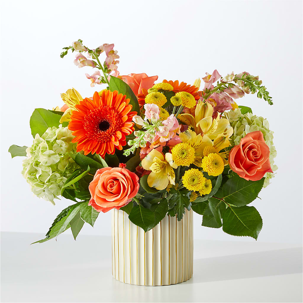 Autumn Sunshine Bouquet with Ivory Vase –  B Floral, Coalville UT