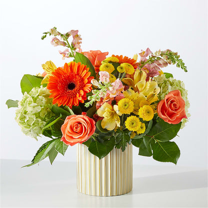 Autumn Sunshine Bouquet with Ivory Vase –  B Floral, Coalville UT