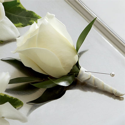 White Rose Boutonniere –  B Floral, Coalville UT
